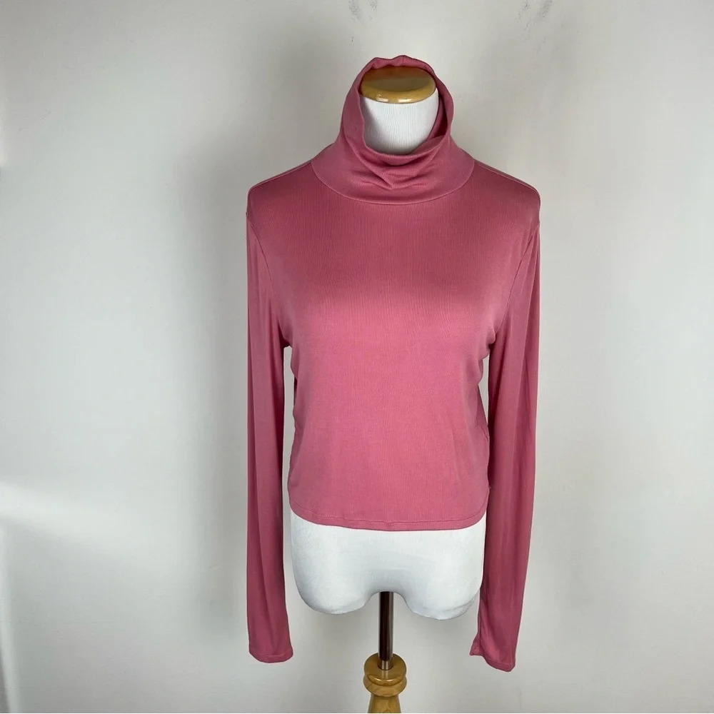 Aritzia Sunday Best Ribbed Turtleneck Long Sleeve Top Size L